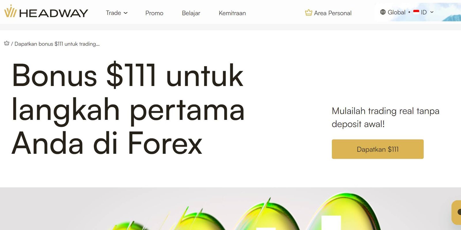 no deposit bonus forex $111 di headway