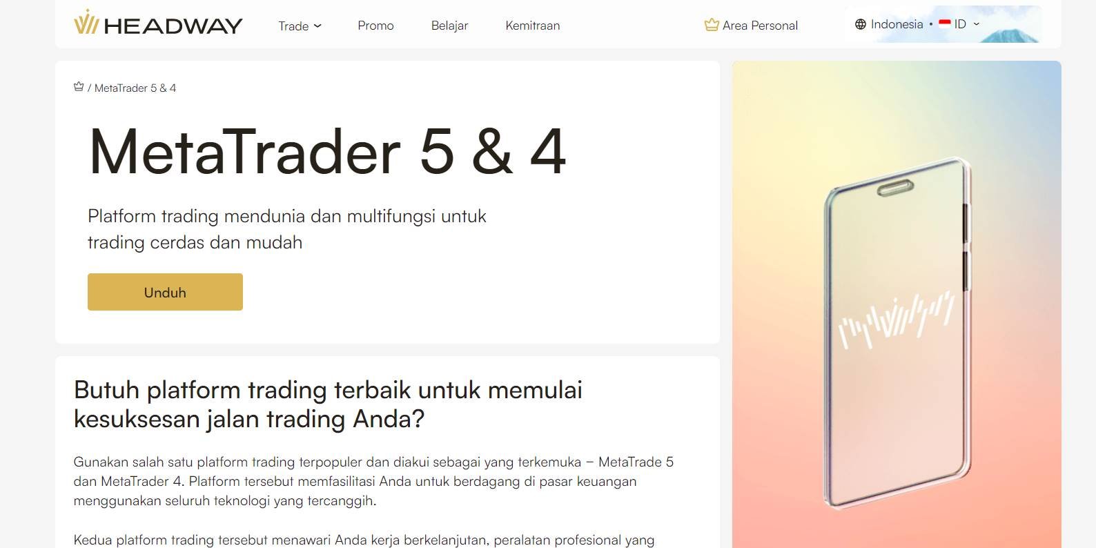 headway mendukung platform metatrader 4 dan 5